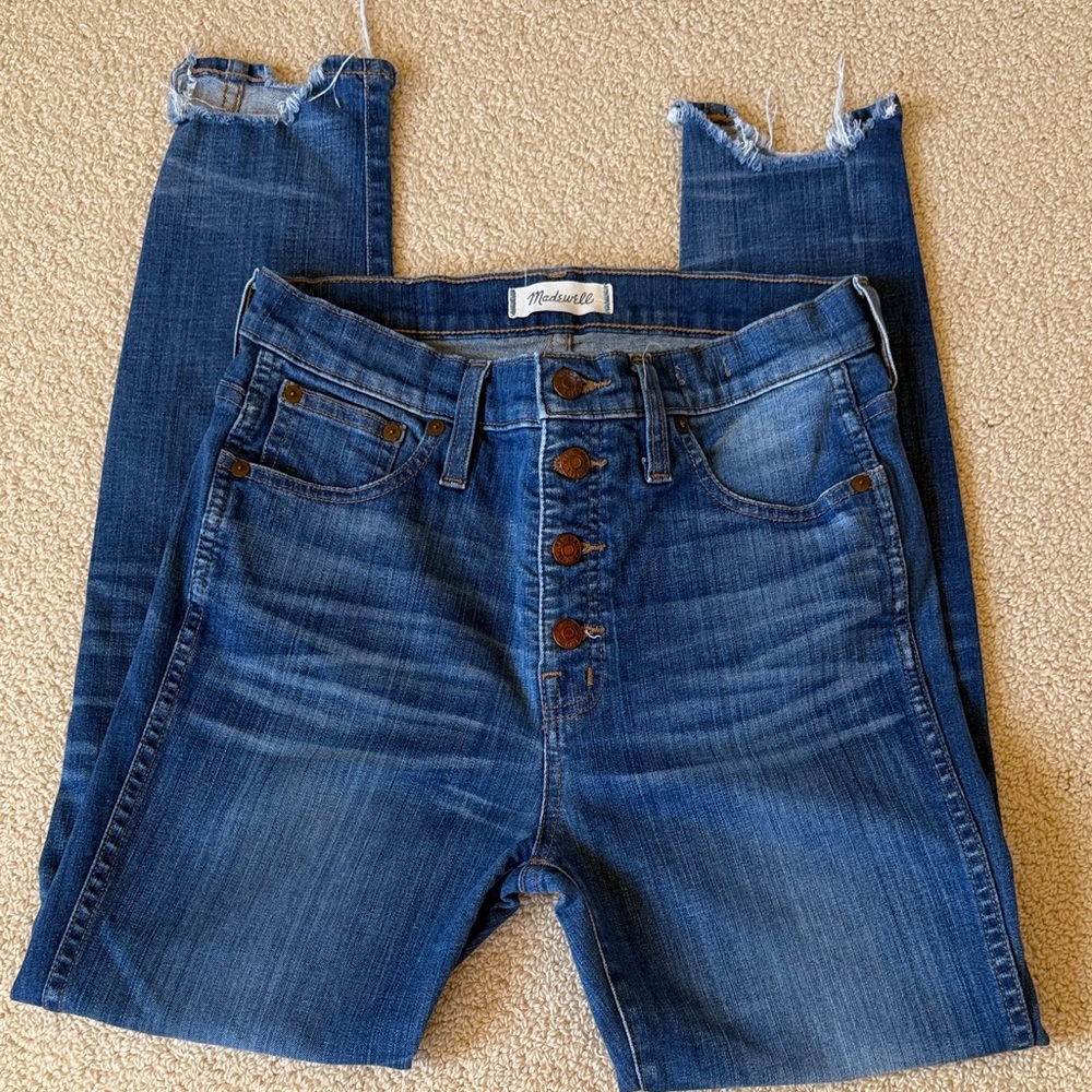 Madewell High-Rise Button-Fly Skinny Jeans - Blue Wash